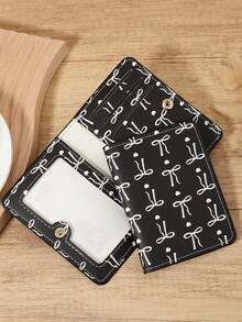 粉色蝴蝶结爱心图案迷你钱包，时尚简约卡包，纤薄轻巧便携，可装现金、身份证、信用卡、硬币，适合作为生日、周年纪念礼物送给爱人、女性、女孩、青少年、大学生、男士 - 粉色 - 查看 12