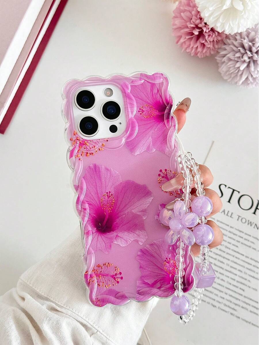 碎花透明粉色彩绘编织边透明附手环平面印花彩绘防震时尚可爱兼容 16/ 16 Pro/ 16 Pro Max/ 16 Plus等10个壳防震新款 14糖果 15手机壳XS彩绘78P欧美XR彩绘78GES2印花Max兼容 P15 Pro MXA防震P14加厚P13软壳P12全包P11兼容三星S25 A14 A15 A16 A24 A36 A35 A24 A13手机壳保护套彩绘防震创意手机壳防水防摔防刮