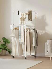 1 pieza Perchero colgante multifuncional, perchero independiente, perchero de abrigos sencillo, secadora para dormitorio, hogar, balcón, habitación, estantería móvil de almacenamiento, diseño de orejas de gato y hexagonal