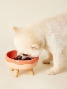 PETSIN 1 pieza Tazón de agua/comida protector para el cuello de mascota de gato, tazón de 4 patas de color macaron de plástico