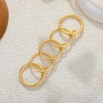 1pc 18K Gold Plated Copper Multi-Layer Stackable Ring, Bicolor Design