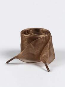 1 Pair 4cm Thick Sheer Tulle Shoelaces, Suitable For Sneakers, Casual Shoes, Fabric Shoes, Transparent Silk White Shoelaces - Multicolor - View 21