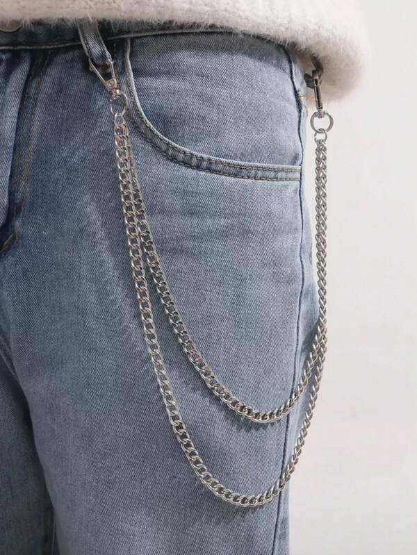 1pc Men's Personalized Pant Chain, Punk Style Metal Waist Chain Accessory, Versatile For Daily Wear Autumn-Winter Accessories Halloween Costume,Suitable For Teens, Youth,Men,Casual, Outdoor, Athletic, Vacation, Graduation Gifts, Birthday, Daily Wear