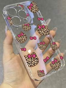 Sanrio 1 pieza Funda protectora de teléfono con diseño de estampado de leopardo y lazo rosa de Hello Kitty, adecuada como regalo para novia, hermana, amiga, tía, mamá, parejas, cumpleaños, compatible con iPhone 17/16/15/14/13/12/11/Pro/ProMax/X/XR/XS/XSMAX/7/8/PLUS y modelos