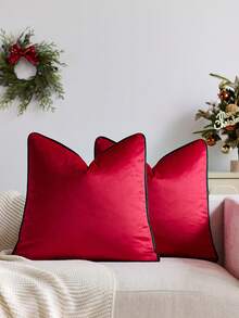 Juego de 2 fundas de cojín decorativas de terciopelo rojo y verde de 18x18 pulgadas, fundas de cojín de acento neutras suaves con textura vintage para el sofá de la granja, decoración del hogar lujosa, decoración navideña, regalos navideños, regreso a la escuela, útiles escolares (SIN RELLENO)