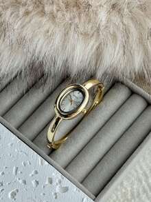 1 Stück Vintage Luxus Gold/Silber Farbe elegante Quarz Armbanduhr für Frauen, modernes minimalistisches Design für den täglichen Gebrauch, Geburtstagsgeschenk - Gold - Übersicht 5