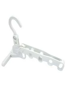 1个可折叠加厚多功能塑料衣架，适用于旅行和居家，节省空间的便携式衣柜收纳架，室内使用，即时收纳方案，轻巧结构，5格紧凑型衣架，批发价格，家居必备，适用于衣柜、宿舍、旅行和日常衣物护理，防滑顶端设计 - 米色 - 查看 1