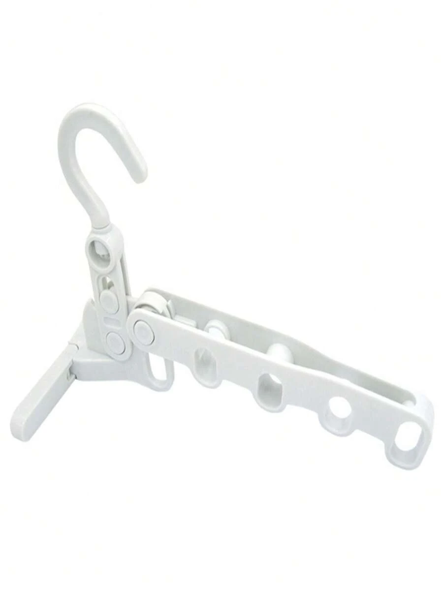 1个可折叠加厚多功能塑料衣架，适用于旅行和居家，节省空间的便携式衣柜收纳架，室内使用，即时收纳方案，轻巧结构，5格紧凑型衣架，批发价格，家居必备，适用于衣柜、宿舍、旅行和日常衣物护理，防滑顶端设计 - 米色 - 查看 1