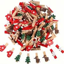 20 Pieces Of Wooden Christmas Wooden Clips, Christmas Trees, Gloves, Deer, Snowflake Cartoon Christmas Wooden Clips, Photo Wooden Clips, Wedding Decoration Wooden Clips, Wooden Pendant Ornaments, Suitable For Holiday Weddings, Family Parties, Birthday Decorations
