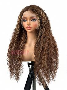 200% 密度 13x4 Jerry Curly Highlight P4/27 蕾丝前假发 - 混合发假发，无需胶水，适合初学者 - 鲍勃假发 8-14 英寸渐变蜂蜜金色 - 真人混合发水波蕾丝闭合假发，自然发际线 - 深卷发，预熨烫，预剪，巴西处女卷曲高清蕾丝前假发，适合日常佩戴