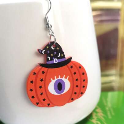 زوج من أقراط اكريليك على شكل قرع جميلة، موضة أوروبية وأمريكية، مناسبة للارتداء اليومي للنساء، الحفلات والمناسبات