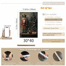 1 peça, tela para pendurar, arte de parede emoldurada, arte de parede de quebra-nozes de Natal - feriado, decorações de cenário de neve e decoração de feriado, decoração de casa de feriado, pintura a óleo de Natal, árvore de Natal, decorações de Natal - Multicolorido - Ver 14
