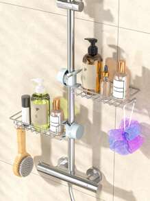 1/2pcs Faucet Stand With Sponge Holder, Soap And Brush Tray - Height And Direction Adjustable, Perfect For Bathroom And Shower Storage Of Towels And Shampoo, Bathroom Accessories - Multicolor - View 5