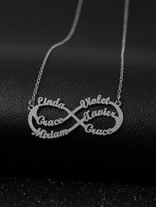 Fashionable Versatile Personalized Youthful Sexy Elegant High-End Chic Gold Infinity Symbol Name Letter Customized Necklace, Customized Jewelry, Birthday Gift, Anniversary Gift, Holiday Gift, Personalized Gift, Gift For Family, Friends, Suitable For Parties, Outings - Matte Silver - View 9