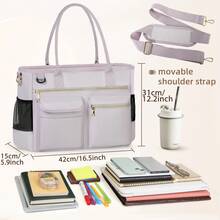 NEWHEY 15.6英寸女士笔记本电脑包，工作/教师手提包，护士包，专业笔记本电脑托特包，笔记本电脑斜挎包，单肩包，大号手提包，商务办公包，公文包 - 藕粉色 - 查看 4