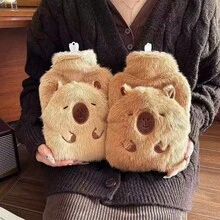 Botella de agua aislada de 1 litro con diseño de animal de peluche lindo, bolsa de calentamiento portátil desmontable, botella de agua que se calienta rápido y mantiene el calor por mucho tiempo, gran regalo para amigos, adecuado para compresas frías/calientes, calentador de pies y manos, ayuda a aliviar los calambres menstruales y el dolor de cuello/hombros