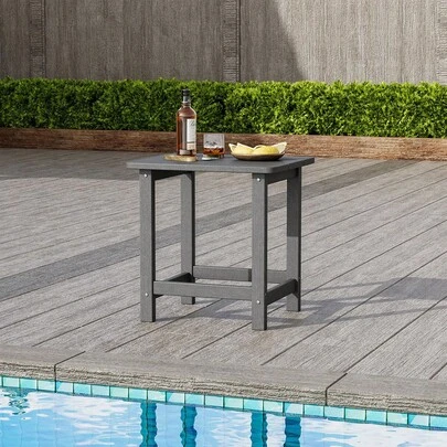 Outdoor HDPE Square Side Table,Adirondack Style Patio End Table For Pool, Beach,Weather Resistant & Easy Setup