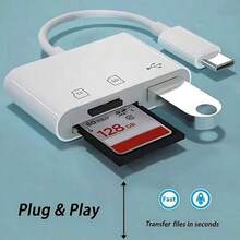 1 pieza Adaptador lector de tarjetas SD/TF/USB 3 en 1 compatible con la serie /Serie, compatible para I 16 Pro Max/16 Pro/ 16 Plus/ 16, 15/14/13/12X XS/ XR/8/7/6, S25/S24/ S23/s22/Si21/si20 Ultra Plus, Serie - Blanco - Ver 8