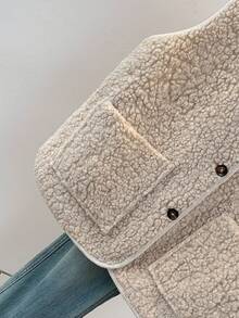 YUXIN 秋冬季女士必备单品！柔软仿羊羔绒无袖开衫背心，配有双口袋，超级保暖，日常百搭。 - 杏色 - 查看 10