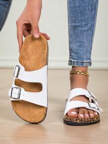 New Large-Size Men's Slippers With Soft Cork Soles, Outdoor Beach Slippers, Lightweight And Comfortable Home Non-Slip Women's Slippers - trắng - Xem 5