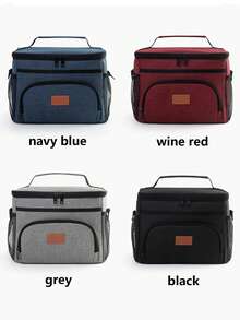 1 件黑色、灰色、酒红色、海军蓝加厚大容量保冷保温冰包车载野餐包防漏单肩保温午餐盒包户外便携午餐包女士午餐盒 - 彩色 - 查看 13