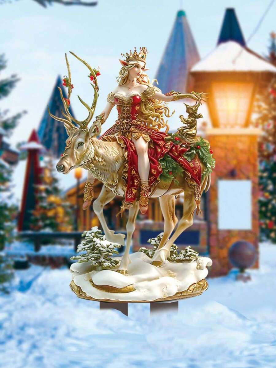 1 Stück Weihnachts-Elch-Prinzessin Geschenk für Kinder, Acryl Dekorative Gartendeko. Keramik Dekoration. Gartendeko Requisiten. Weihnachtsdekoration Meisterwerk