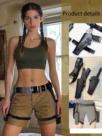 Sangle de holster de cuisse réglable, convient à la plupart des armes de poing, position et serrage réglables. Holster de cuisse adapté pour la chasse en extérieur, les sports, les accessoires de cosplay, et Lara Croft