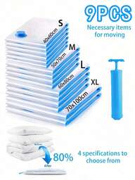 10/9/5pcs Set Portable Travel Storage Bags, Large Capacity Compression Bags, Reusable Vacuum Bags, Foldable Organizer Cubes, Printed Luggage Bags, Dust-Proof Packing Cubes, Moisture-Proof Miscellaneous Bags, Suitable For Clothing, Bedding, Shirts, Bedroom, Closet, Bathroom, Outdoor Gear, Home Organization, Back To School, Travel & Holiday Essentials