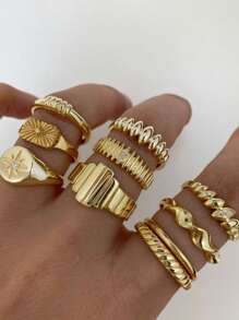 51/34/15/3pcs Vintage, Boho, Minimalist Elegant Retro Design Layered Rings Set, Flower, Bow, Pearl, Twisted, Heart, Rhinestone, Leaf, Moon, Star, Eye, Geometric, Cross, Chunky Rings, Suitable For Holiday, Party, Date, Gift, Daily Wear (Random Delivery)