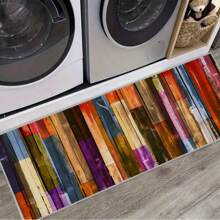 1pc Colorful Wood Grain Kitchen Floor Mat, Bathroom Floor Mat, Indoor Restaurant Floor Mat, Outdoor Carpet, Anti-Slip Bathroom Decoration Bath Mat, Floor Toilet Bath Mat, Home Floor Mat
