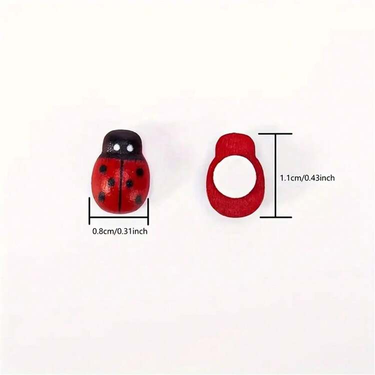 3/10/20/30/50pcs Red Wooden Ladybugs Realistic Ladybug Insect Miniature Sample Model Plants Magnets Tiny Ladybug Funny Potted Plant For Crafts DIY Self-Adhesive Mini Ladybugs Tiny Ladybug Decoration For Craft Scrapbooking Micro Landscape Party Home Garden Decor Flatback Wood Ladybugs Embellishments - Red - View 10
