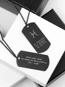 1pc Personalized Stainless Steel Dog Tag Necklace For Men, Custom Name Pendant With Chain, Engraved Military Style Jewelry, Christmas Gift For Boyfriend Or Husband, Valentine's Day Gift Idea, Custom Gift For Him, Stylish Men's Accessories