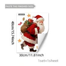 1pc Christmas Decoration Santa Claus & Reindeer "Merry Christmas" Wall Sticker, Creative Wall Art For Room, Living Room, Christmas Party Ideal Background, Essential For Christmas - Multicolor - View 14