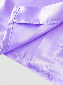 Tween Girl Crossover Short Sleeve Casual Loungewear Purple Robe - Multicolor - View 7