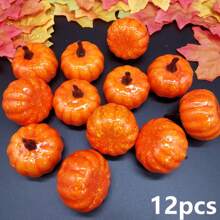 12pcs/24pcs/Realistic Pumpkin Decor Accents - 50pcs Artificial Maple Leaves, Suitable For Halloween, Thanksgiving And Autumn Celebrations - Multipurpose Home And Party Decorations, Halloween Decor, Home Decor, Office Desk Ornaments