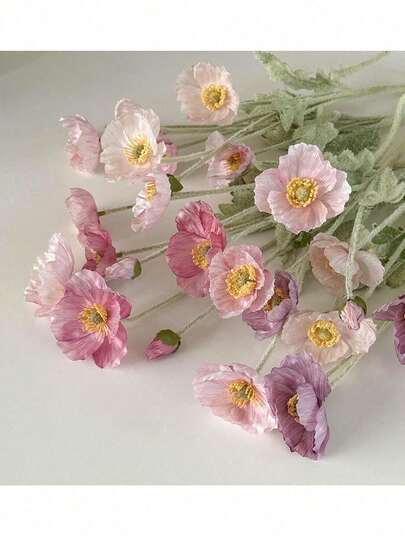 1 件人造朱顶红花家居装饰毛绒花茎假花布置，派对/婚礼/餐厅餐桌装饰，可折叠人造花枝带线