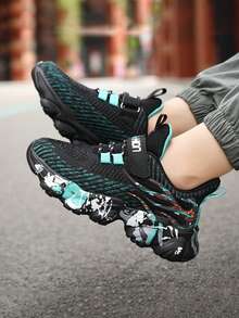 Kid's All-Season Breathable Sports Back To School Shoes For Children, Fashionable Athletic Lightweight, Comfortable And Casual Outdoor Shoes, No Lace-Up Sneakers For Boys And Girls - Màu xanh lam - Xem 2