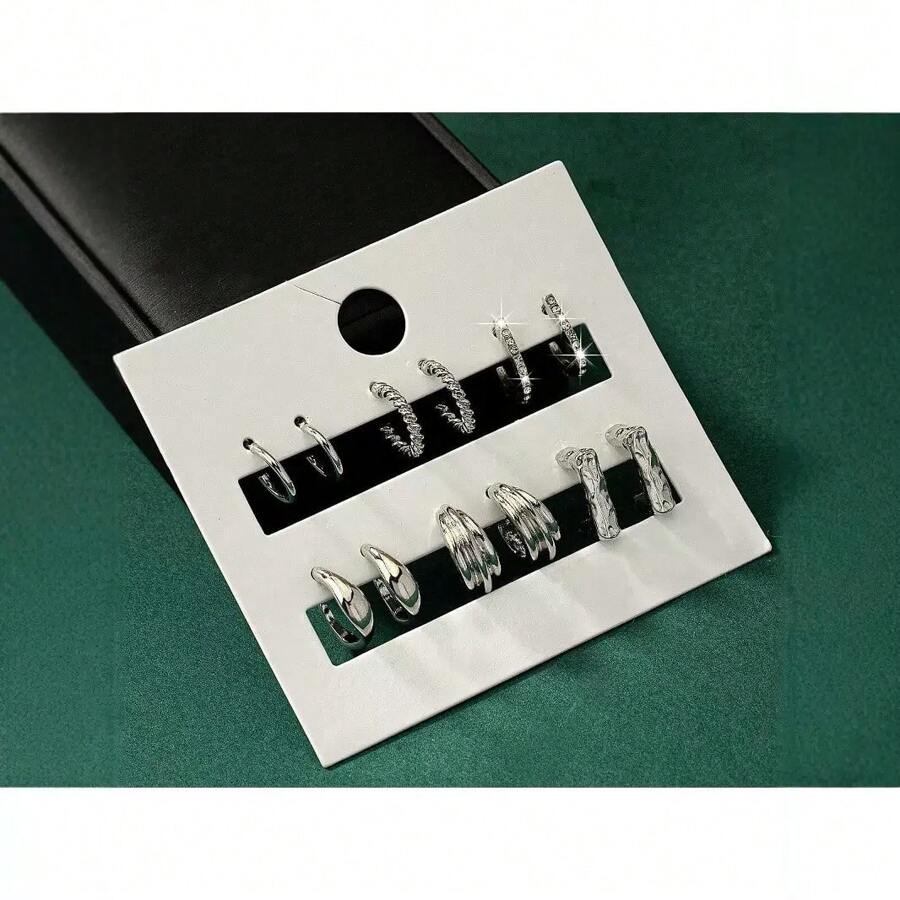 6 أزواج من أقراط الأذن الصغيرة الرقيقة ذات التصميم الهندسي غير المتماثل والأنيق والمناسب للاستخدام اليومي للنساء