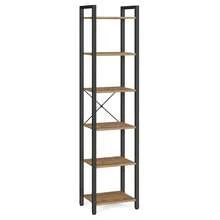 VASAGLE Scaffale a 6 Ripiani, Libreria per Ufficio, Studio, Soggiorno, Camera da Letto, 30 x 40 x 186 cm, Stile Industriale, Marrone Grano e Nero Inchiostro, Ritorno a Scuola - Castano - Visualizzare 9