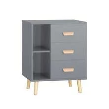 SoBuy FBT95-SCH, Bedside Table With 3 Drawers, Side Table End Table Sofa Table Nightstand Telephone Table Lamp Table, Black - Grey - View 5