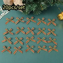 10/20pcs Christmas Mini Bows Small Satin Ribbon Bows Bowknot Metallic Edge For Hand Account Sewing Appliques Crafts Decor Wedding Birthday Party Decoration DIY Crafts