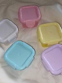 1 szt. Wielokolorowe, spersonalizowane, miniaturowe pojemniki do przechowywania przekąsek, tęczowy organizer na cukierki i orzechy, pojemnik na przyprawy kuchenne i dżem, pojemniki na sos sałatkowy, plastikowe pojemniki na sosy z pokrywkami do szkolnych lunchboxów, na powrót do szkoły, idealne do pracy, szkoły i w podróży, oszczędzające miejsce, stylowe, urocze, kolorowe, spersonalizowane. - Wielokolorowe - Zobacz 9