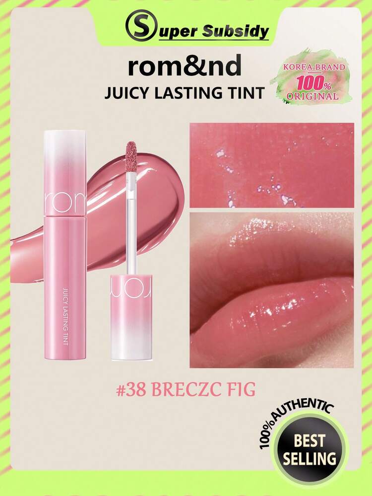 Rom&nd Romand 持久保湿唇彩 38 BREEZE FIG，5.5克/0.2盎司，Romand 液体唇膏，保湿亮泽妆效，韩国唇彩，持久显色，MLBB（My Lips But Better，我的嘴唇，但更美），保湿，高显色度，打造自然透明妆容，日常唇彩，韩国化妆品，礼盒装 - 38 BREEZE FIG - 查看 1
