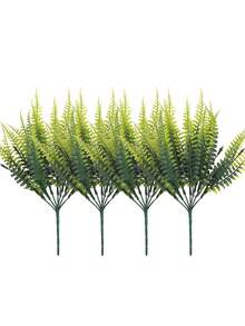 4/10pcs Artificial Fern Leaves + Ivy Christmas Decor Fake Green Plants Wall Wreath Party Backdrop Bedroom Decoration Garden Landscaping, Maintenance-Free