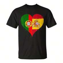 Half Spanish Half Portuguese A Spain Portugal  In Heart T-Shirt - Black 5 - View 1