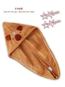 1条/2条/3条装 女孩可爱水豚超强吸水超细纤维干发巾，珊瑚绒发带，速干发巾（女士款）