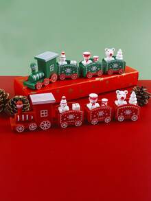 1pc Christmas Decor 4-Piece Mini Train Figurine(Dimensions After Assembly(7.67inx1.81in)), Children's Birthday Gift, Display Decoration