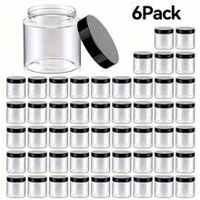 1/6/12/24 Pack 4oz Plastic Jars With Lids -Clear Round Cosmetic Containers For Lotion, Cream, Ointment, Body Butter, Makeup, Rhinestones, Samples, Travel Storage