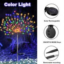 1 pièce Lumières de feux d'artifice de jardin solaires extérieures étanches 60/90/120/180/360/420 LED scintillantes Lumières solaires pour l'extérieur, patio, cour, allée, chemin, décorations (Coloré)