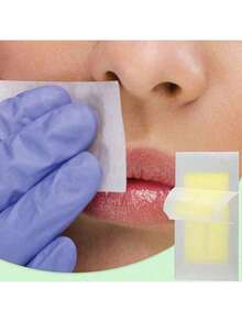 50 piezas Tiras depiladoras de 3 en 1 con miel natural y aloe - Depilación indolora hipoalergénica con toallitas con vitamina E para el cuidado del rostro/cejas/labios/Body (kit de depilación con cera para usar en casa, portátil para viajar)